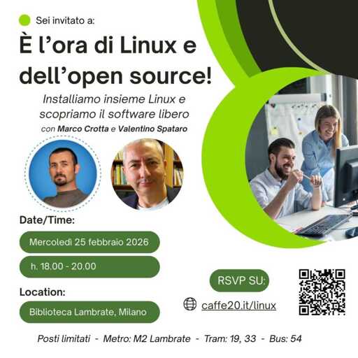 locandina incontro per evento linux e software libero