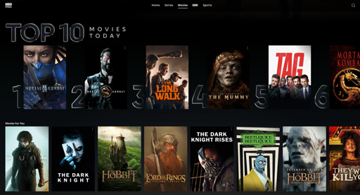 screenshot of the hbo max web site, it's just large screen shots of movie covers, not even the official movie covers just random ones some that look like shit, it looks really cheap
